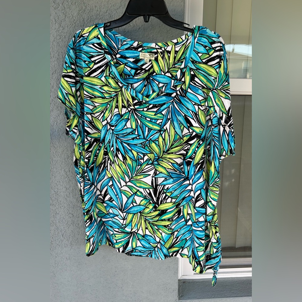Palm Harbour Tropical V-neck Stretchy Drawstring Adjustable Side Detail Size 3X